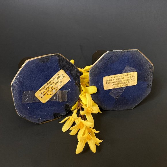 MCM Taper Candlestick Holders of Heavy Polished Brass Minimalistic Danish Design - Picture 9 of 16